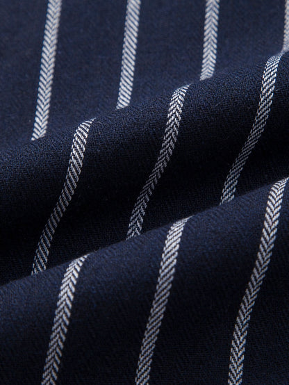 Cotton Blend Striped Button-Up Shirt