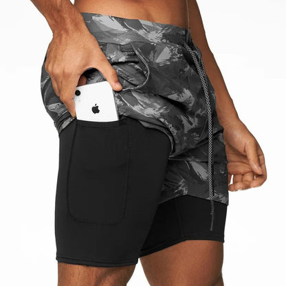 Men's 2-In-1 Camo Sports Shorts