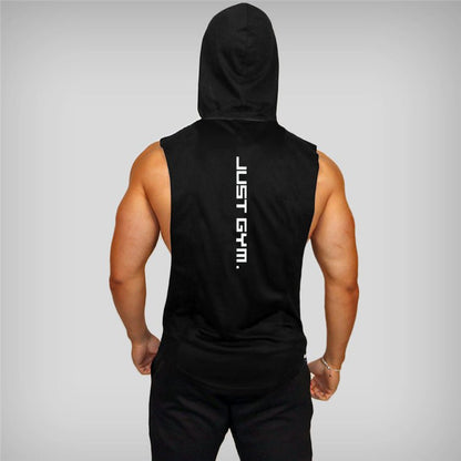 Men's "JUST GYM" Hooded Tank Top