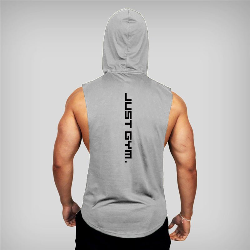 Men's "JUST GYM" Hooded Tank Top