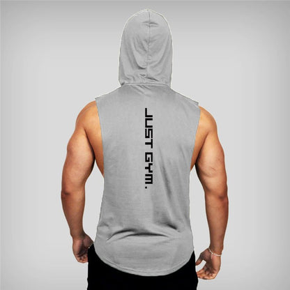 Men's "JUST GYM" Hooded Tank Top