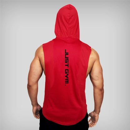 Men's "JUST GYM" Hooded Tank Top