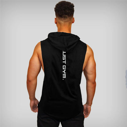 Men's "JUST GYM" Hooded Tank Top