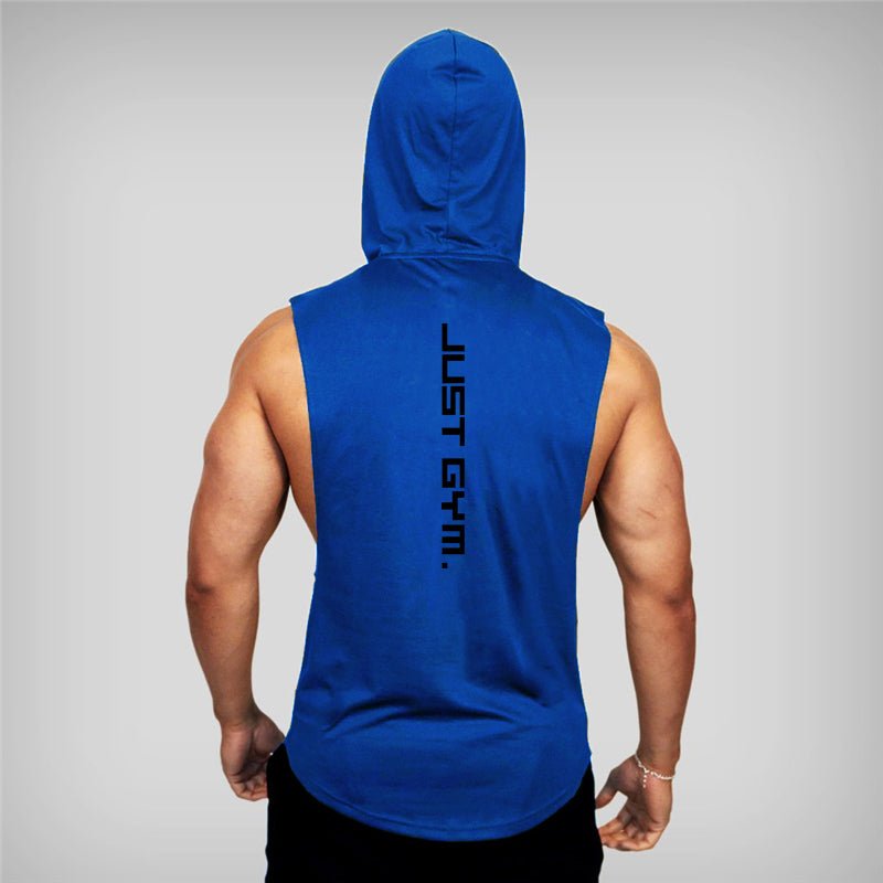 Men's "JUST GYM" Hooded Tank Top