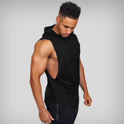 Men's "JUST GYM" Hooded Tank Top