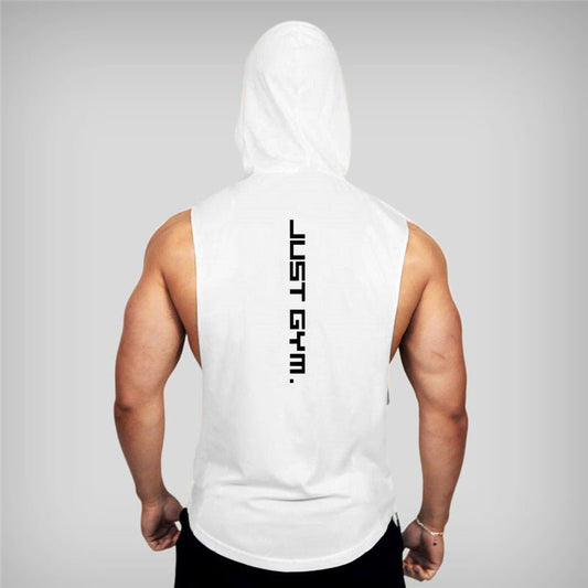 Men's "JUST GYM" Hooded Tank Top