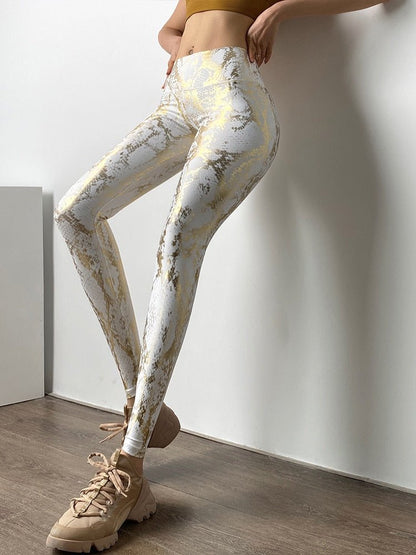 Metallic Print Gym Leggings