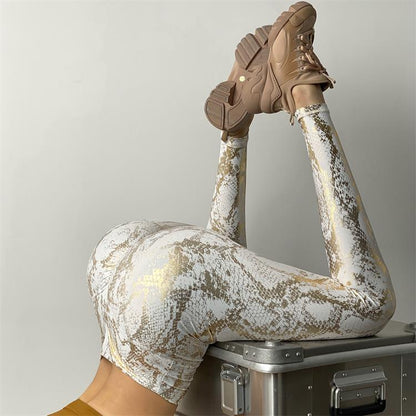 Metallic Print Gym Leggings