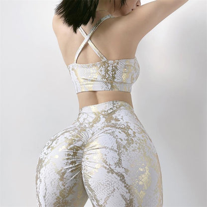 Metallic Print Gym Leggings