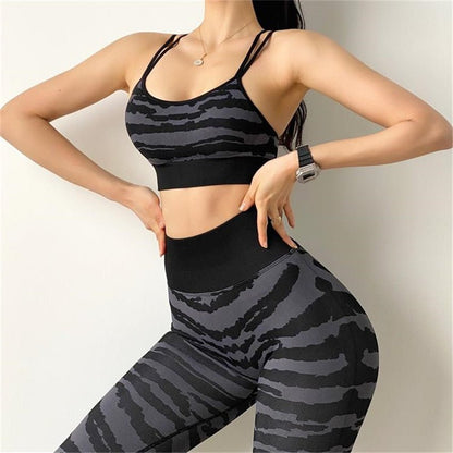 Tiger Print Seamless Gym Set