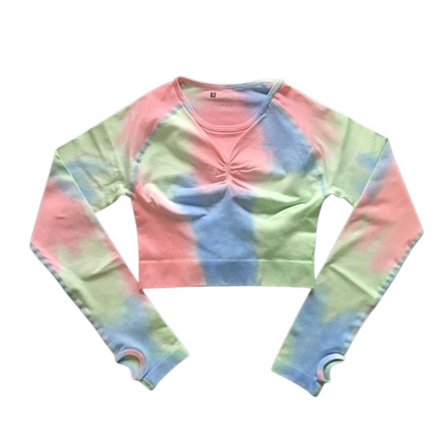 Two-Tone Tie Dye Long-Sleeve Top