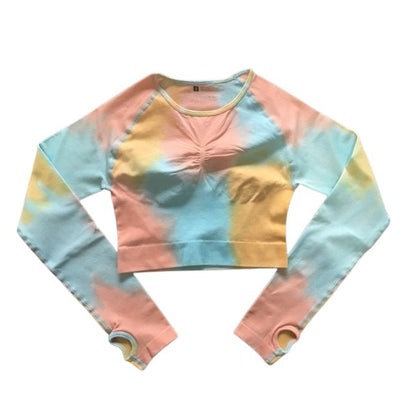 Two-Tone Tie Dye Long-Sleeve Top